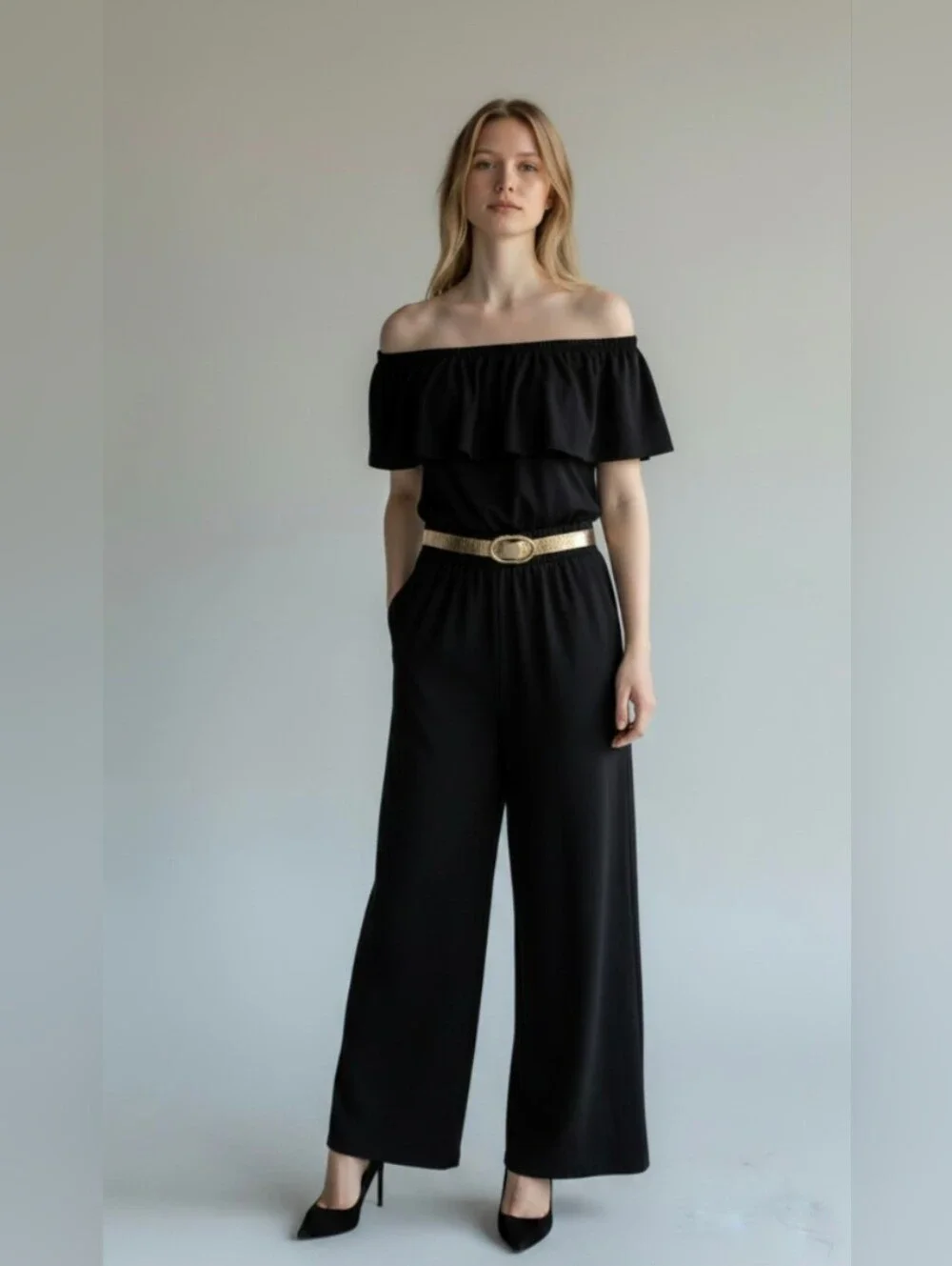 BANANA REPUBLIC! LUXE BLACK ONE PIECE RUFFLED BODICE JUMPSUIT, ONESIE! SZ 6